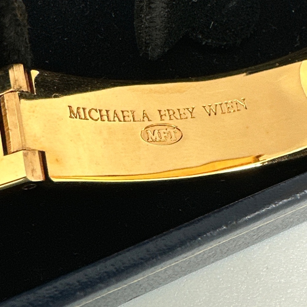 Vintage Michaela Frey Wien MFT Greco-Roman Lion Enamel Clasp Bangle Bracelet - Picture 9 of 16